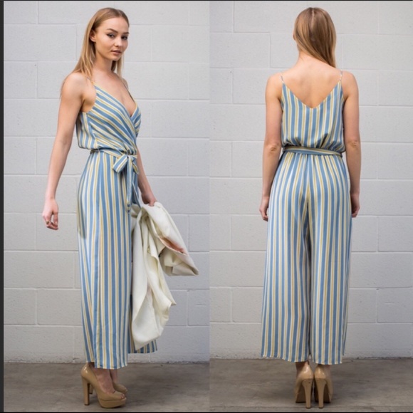 Pants - Lemon Blossom Striped Jumpsuit